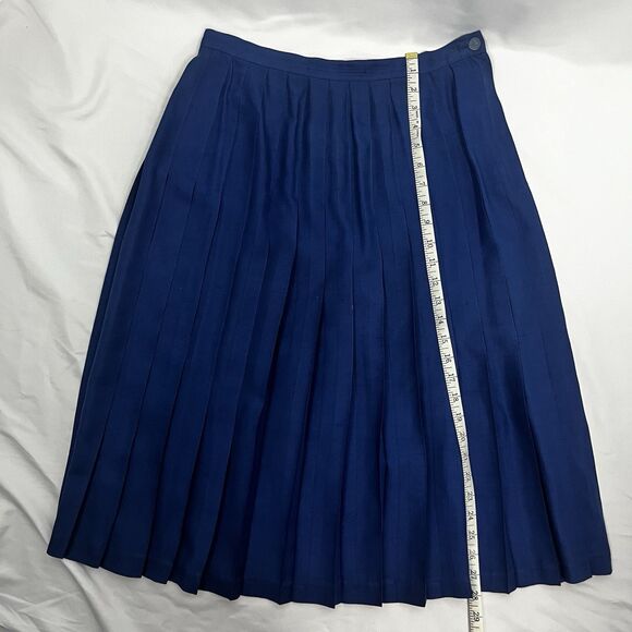 New Traditions For Marshall Field’s Cobalt Blue Silk Pleated Midi Skirt Size 12 - Picture 10 of 14